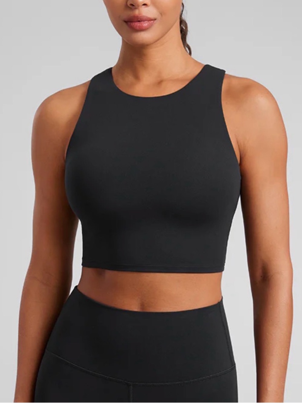 Crz yoga Butterluxe High Neck Racerback Tank Black Crop Top size Small (4-6)